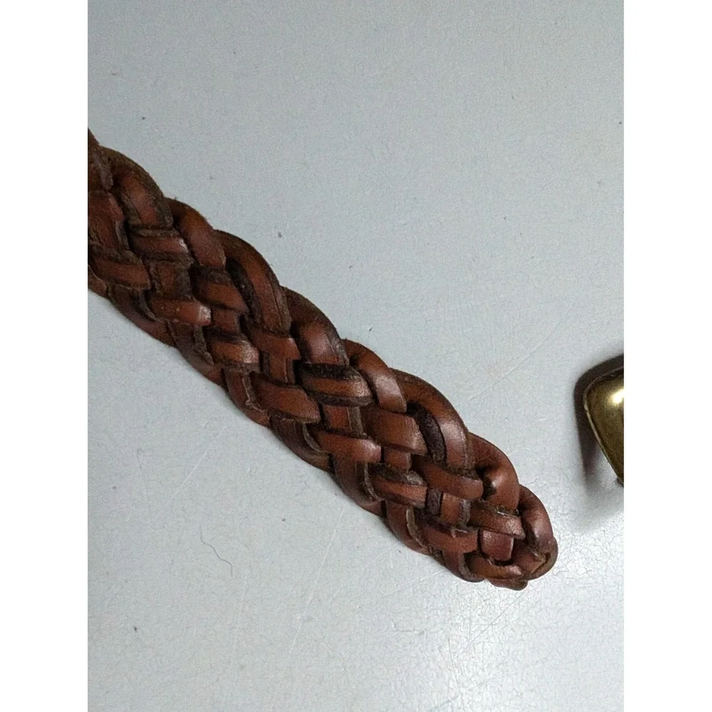 Polo Ralph Lauren Mens Braided Leather Belt Brown 40 Argentina Brass Buckle